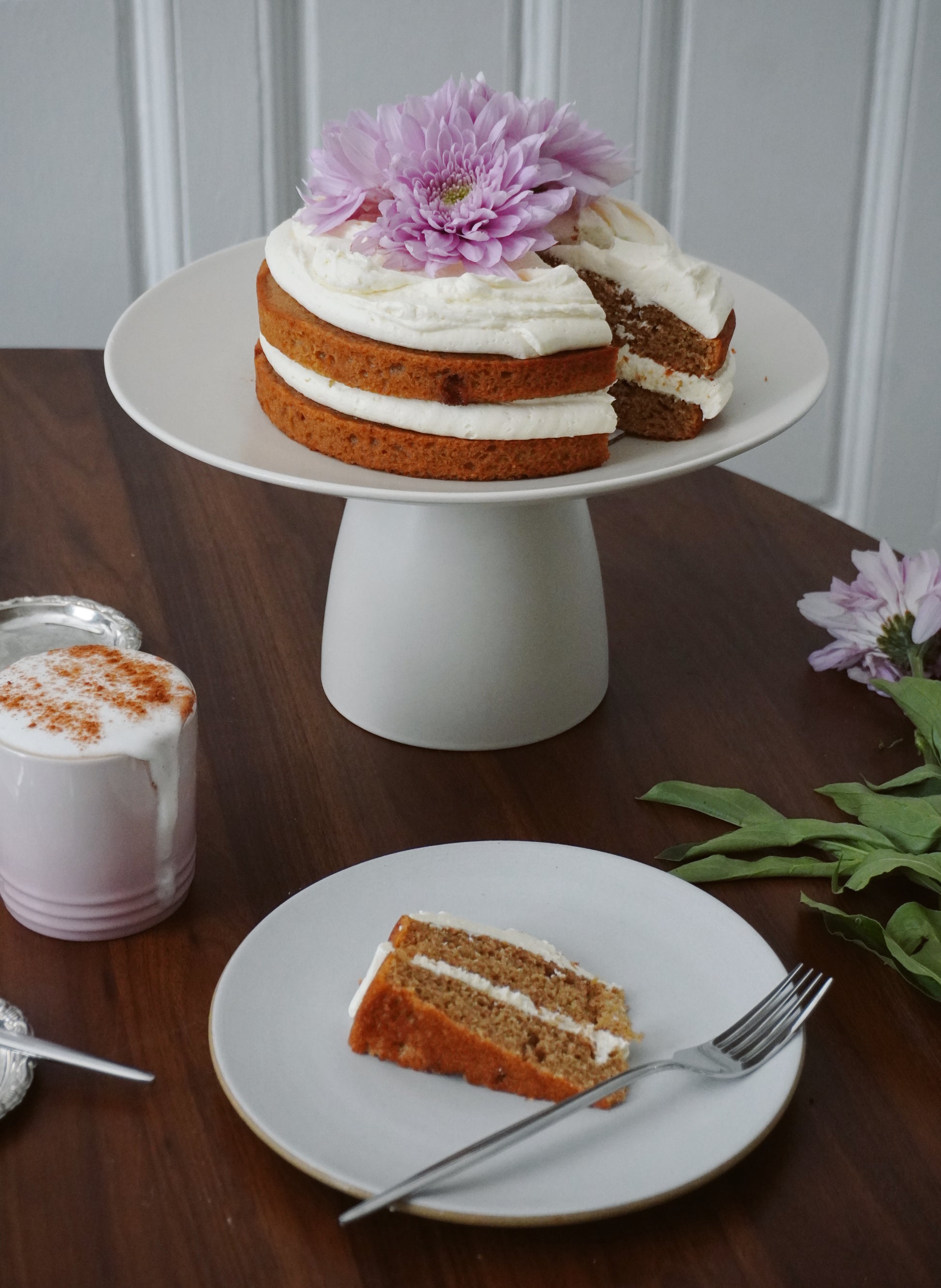 Batta cinnamon toast cake with salted honey cream cheese frosting. Made with all natural cake and baking mixes.