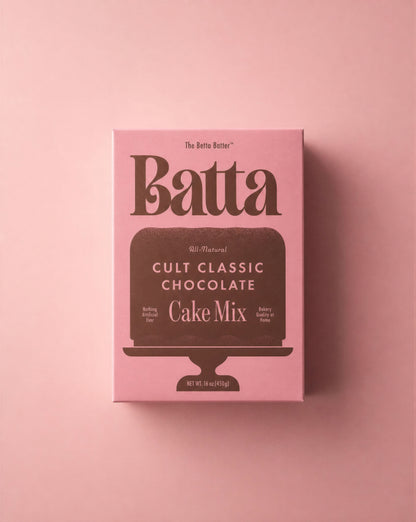 Batta all-natural cult classic chocolate cake mix box with clean ingredient label — better cake mix and gifts for home bakers