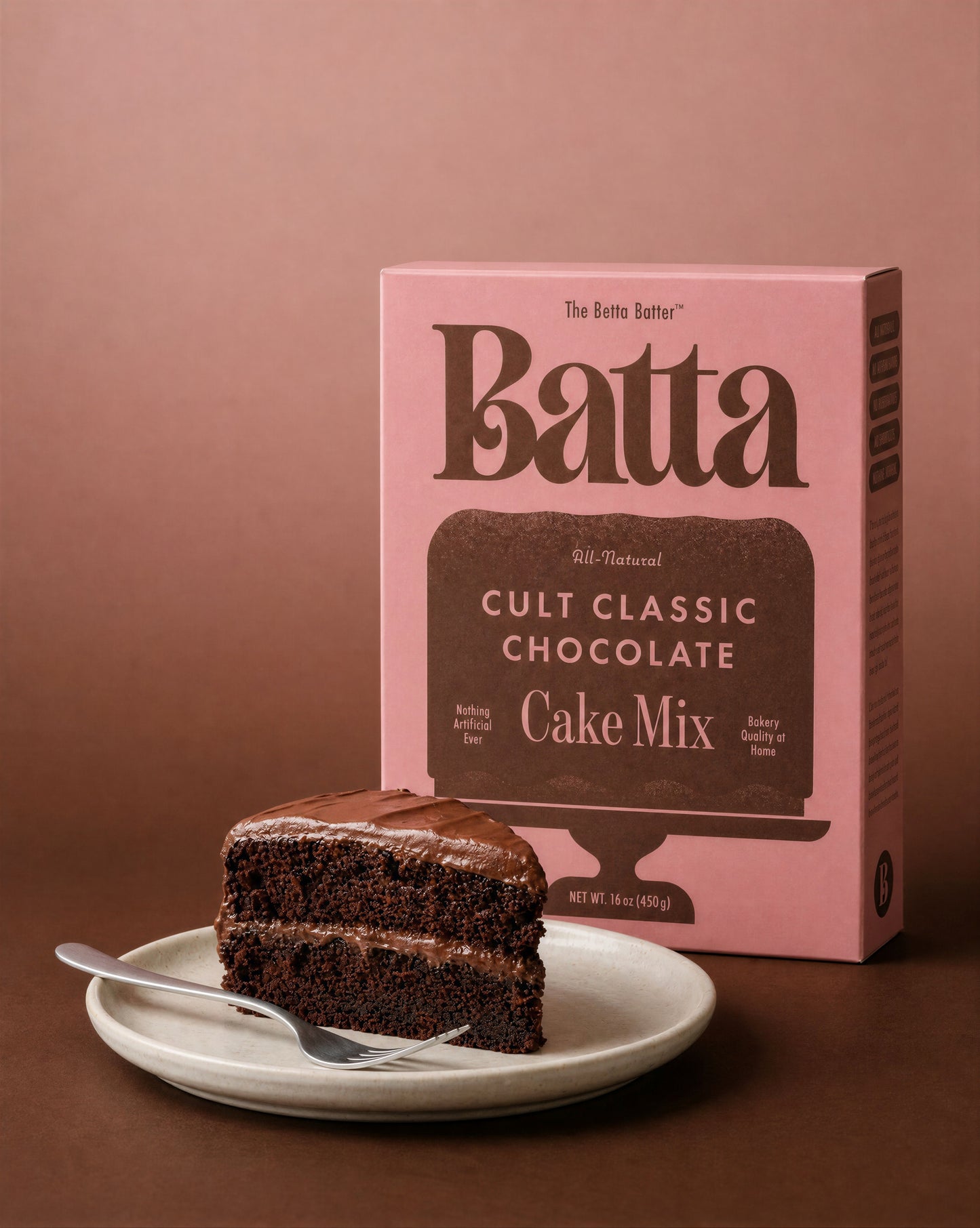 Batta all-natural cult classic chocolate cake mix box with clean ingredient label — better cake mix and gifts for home bakers