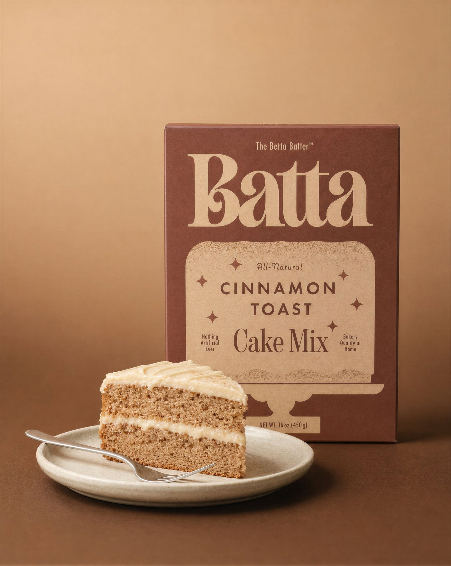 Batta all-natural cinnamon toast cake mix box with clean ingredient label — better cake mix and gifts for home bakers