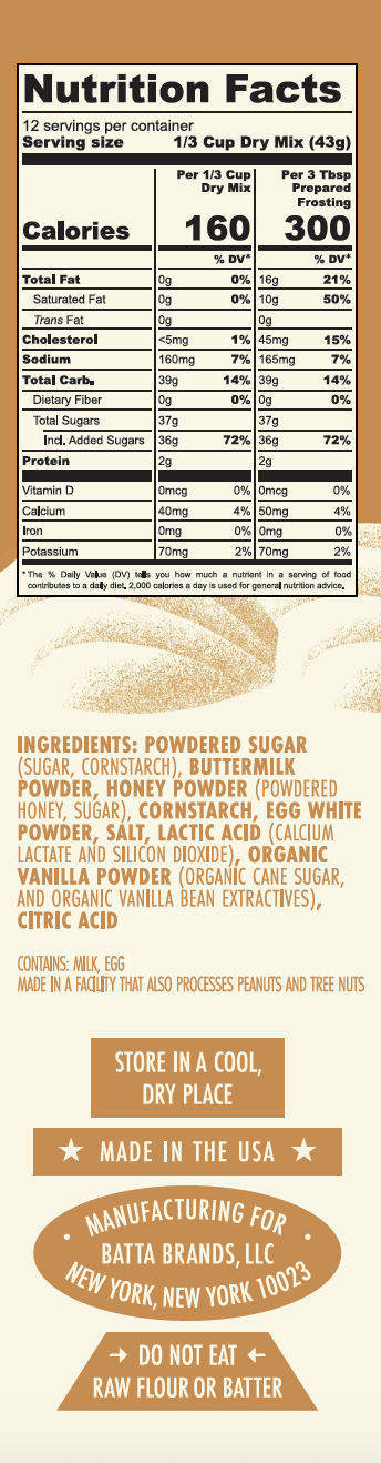 Salted Honey Cream Cheese Frosting Mix