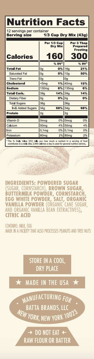 Toasted Sugar Vanilla Frosting Mix